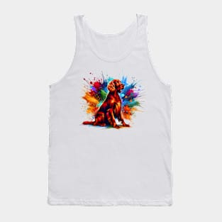 Vibrant Irish Setter in Colorful Splash Art Tank Top